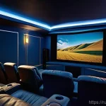 홈시어터 시스템 구성 - **Prompt 1: Immersive Cinematic Experience**
"A group of diverse friends, aged 20-35, are comfor...