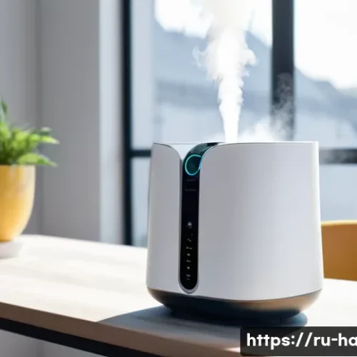 Home 7 무선 가습기의 편리성 - A dynamic, modern apartment scene showcasing the ultimate freedom of a wireless humidifier. A young ...